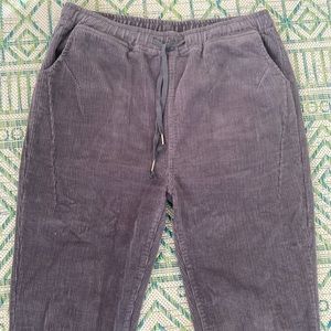 Womens Drawstring Corduroy Pants XL Gray Cotton Pockets Tapered Comfy VGUC